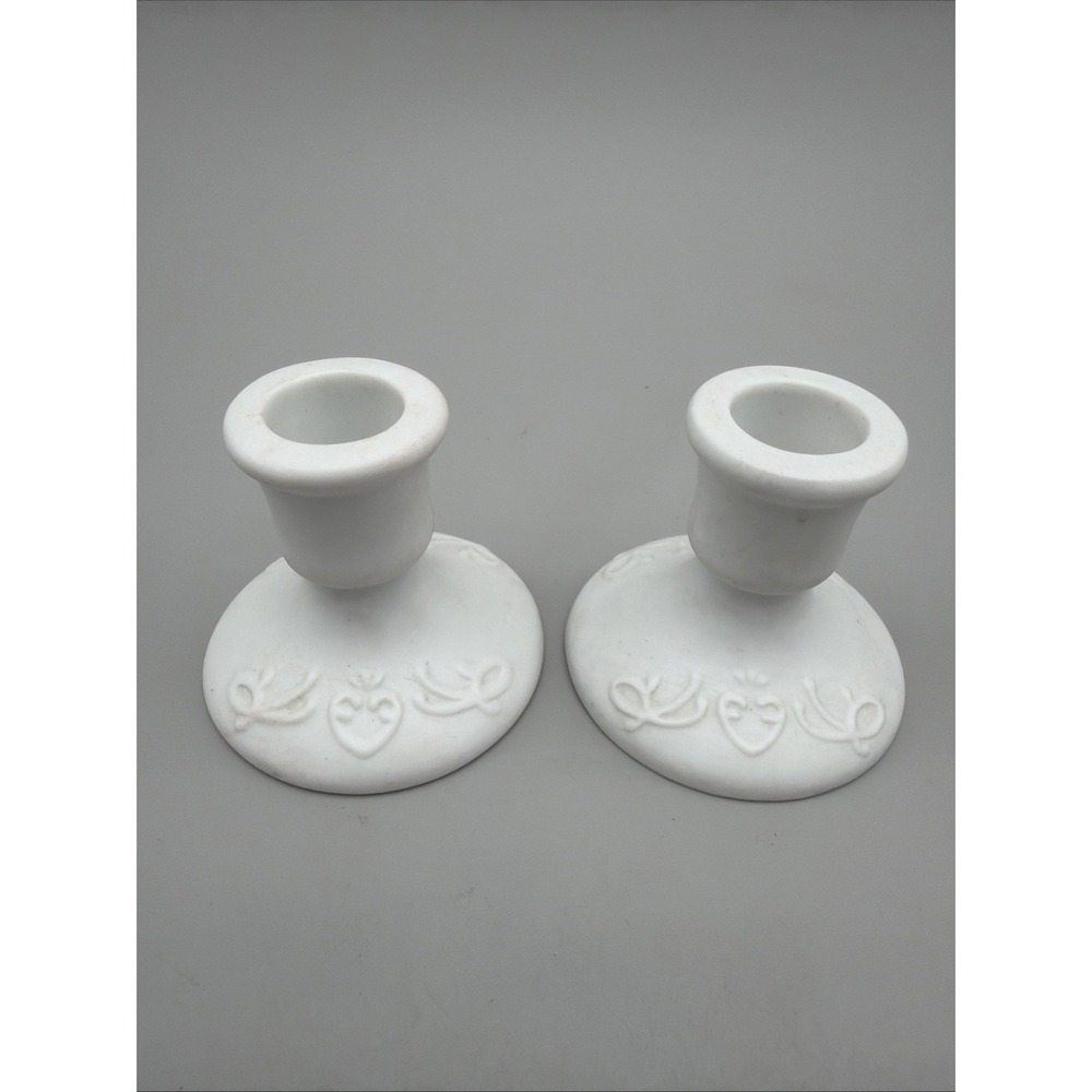 Vintage Hallmark Wedding Collection Porcelain Candle Holders White Set Of 2 EUC